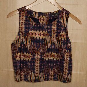 Sam Edelman Southwestern Cropped Sleeveless Blue Top Medium